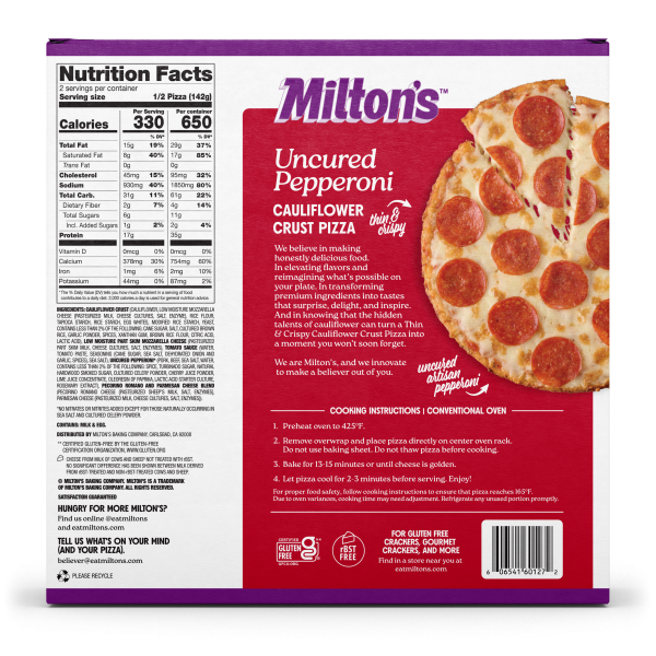 Uncured Pepperoni Cauliflower Crust Pizza Online Hot Sale