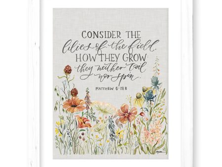 Matthew 6:28b | How They Grow (Linen) Print Online now