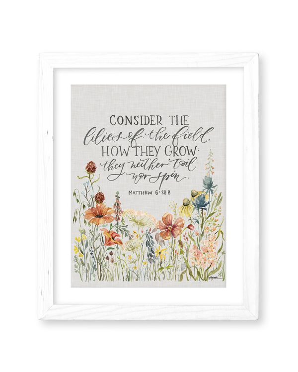 Matthew 6:28b | How They Grow (Linen) Print Online now