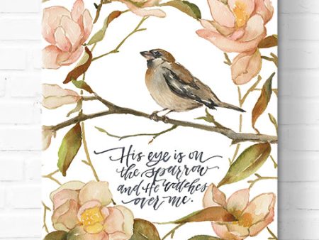 His Eye Is On The Sparrow Canvas Hot on Sale