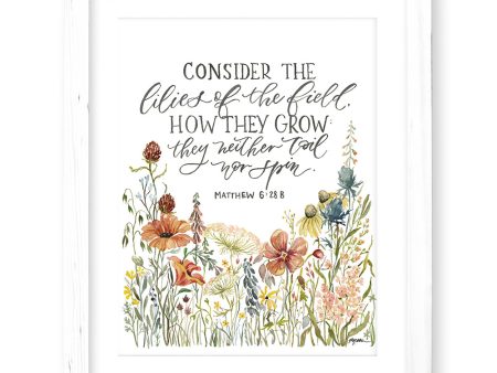 Matthew 6:28b | How They Grow (White) Print Cheap