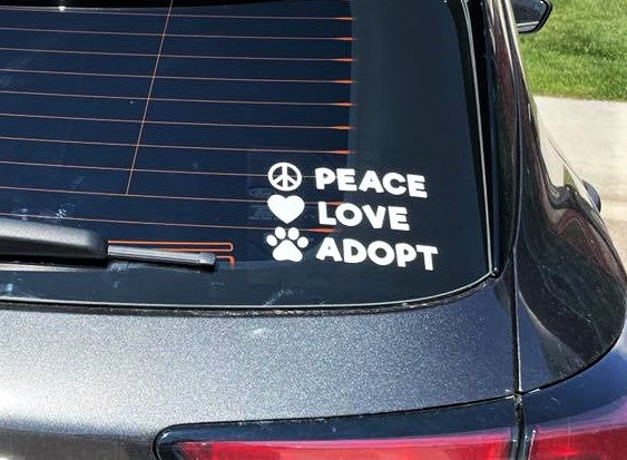 Window Decal - Peace Love Adopt on Sale