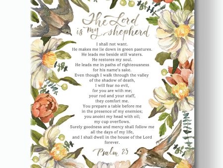 Psalm 23 | The Lord Is My Shepherd Canvas (Floral) Cheap