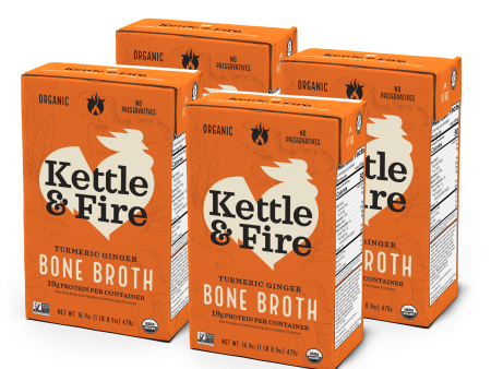 4 Pack: Turmeric Ginger Chicken Bone Broth - 32 oz Cheap