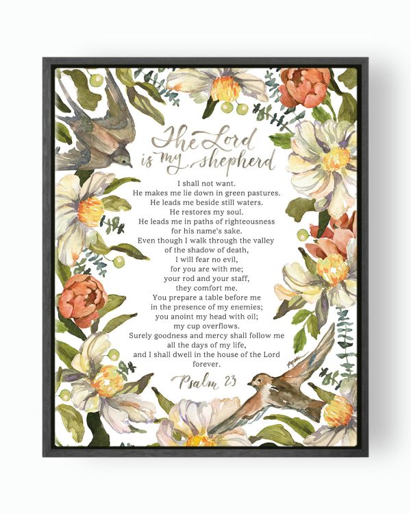 Psalm 23 | The Lord Is My Shepherd Canvas (Floral) Cheap