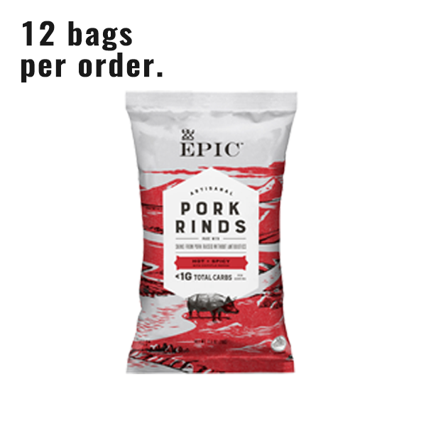 Hot + Spicy Pork Rinds (Box of 12) For Sale