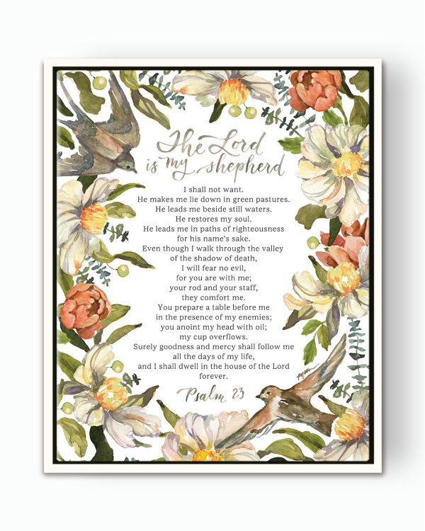 Psalm 23 | The Lord Is My Shepherd Canvas (Floral) Cheap