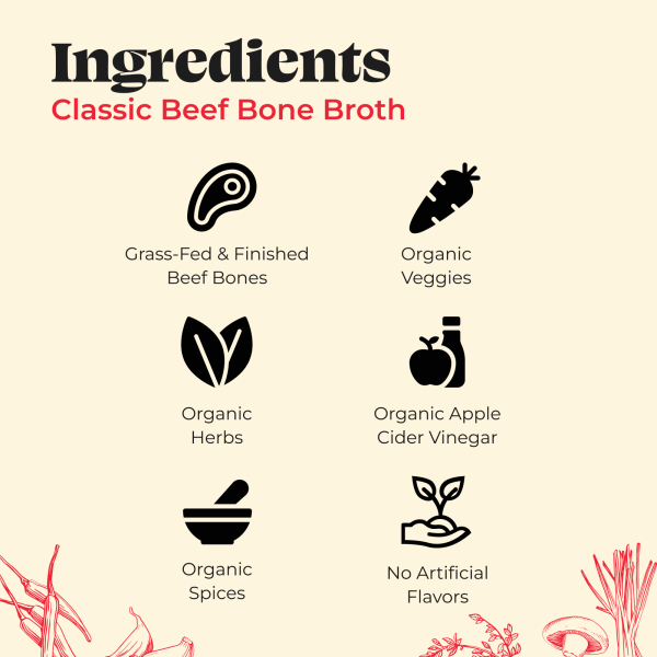 100% Grass-fed Beef Bone Broth - 16.9 oz Sale